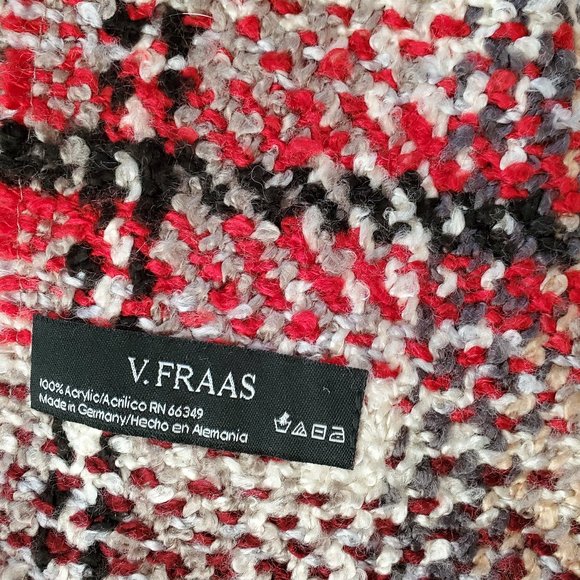 V Fraas Scarf Red Gray Taupe Soft Woven Plaid - Picture 2 of 9